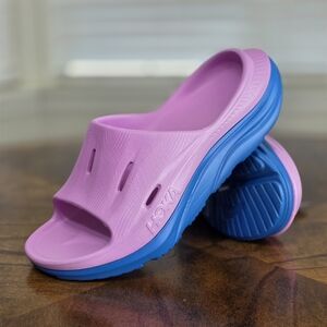 Hoka Ora Recovery Slide 3 Sandals Women's 6 Cyclamen Pink Blue Clifton Bondi New